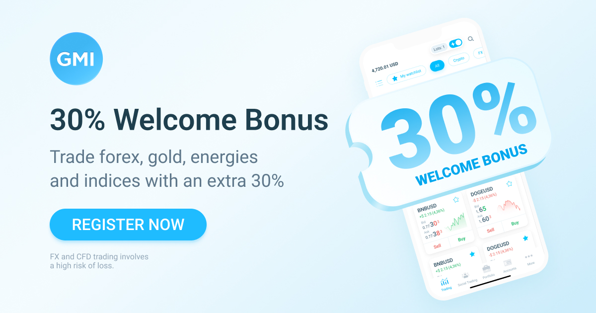 Get 30% Deposit Bonus up to $500 from GMI
