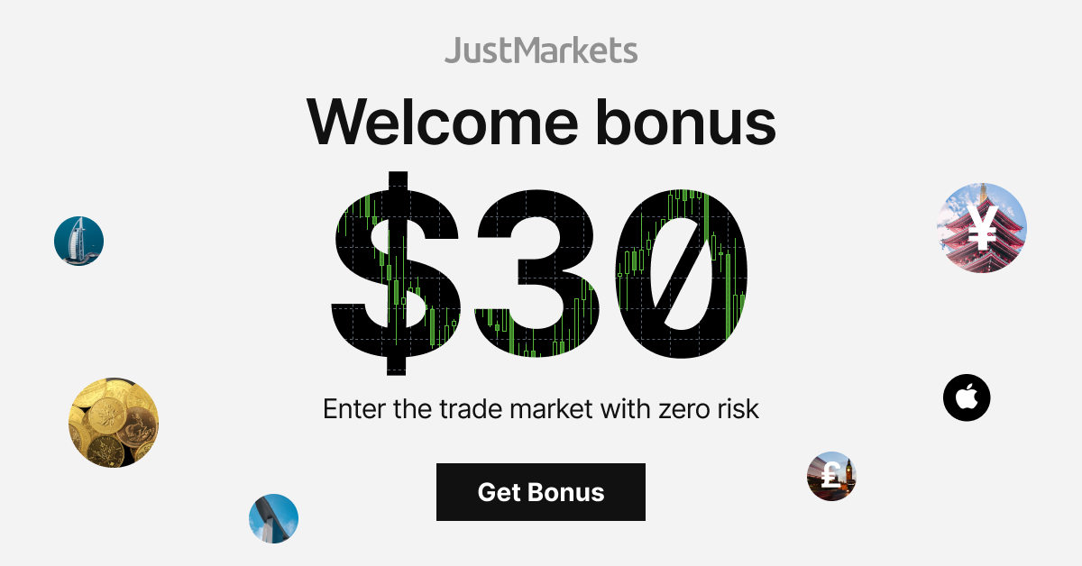 JustMarkets $30 No Deposit Welcome Bonus Account