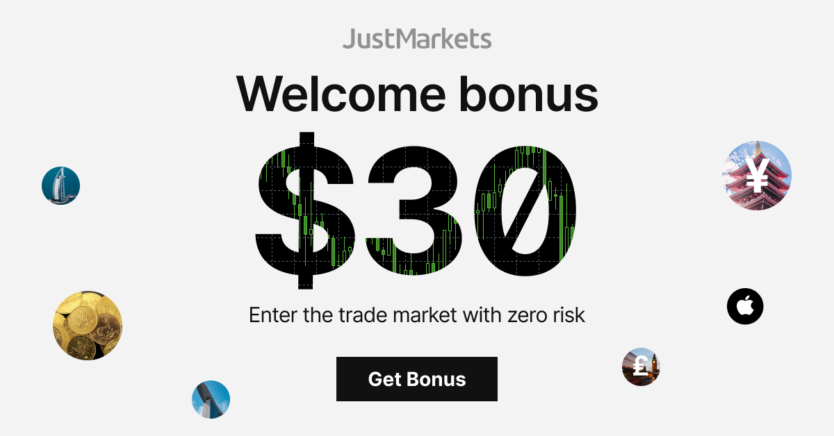 $30 No Deposit Bonus on Forex Live Trading at JustMarkets