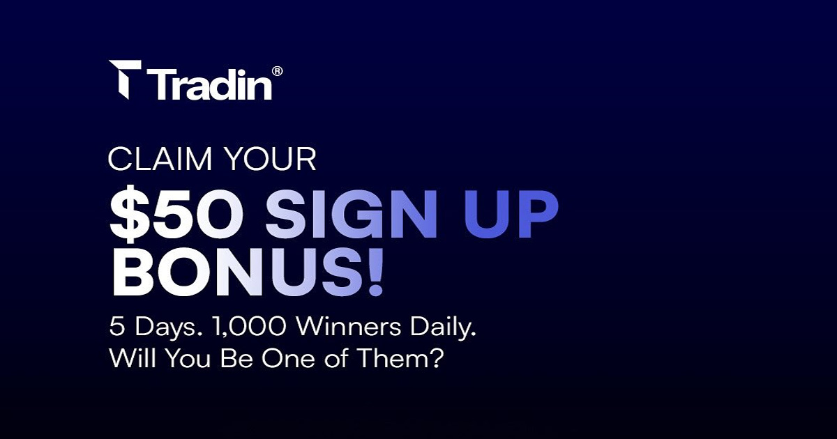 Sign up to claim the Tradin $50 Forex No Deposit Bonus